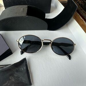Prada Gold Rim Round Sunglasses